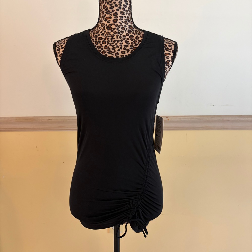 Athleta Heather Scrunch Rashguard Black Sleeveless UPF 50+ XS 489360
